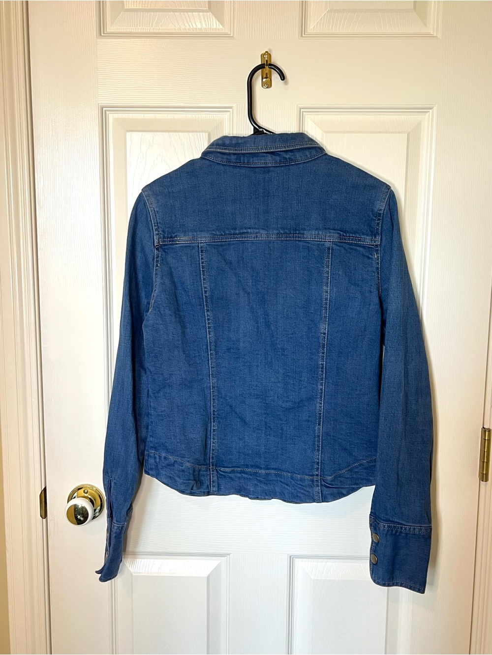 Free People Medium Wash Blue Denim Jacket with Brass Accents - Picture 2 of 7